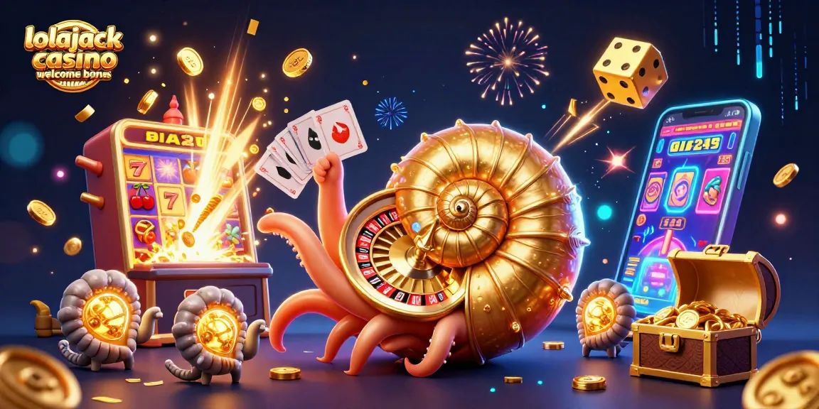 Experience excitement with the lolajack casino welcome bonus, showcasing vibrant 3D casino elements.