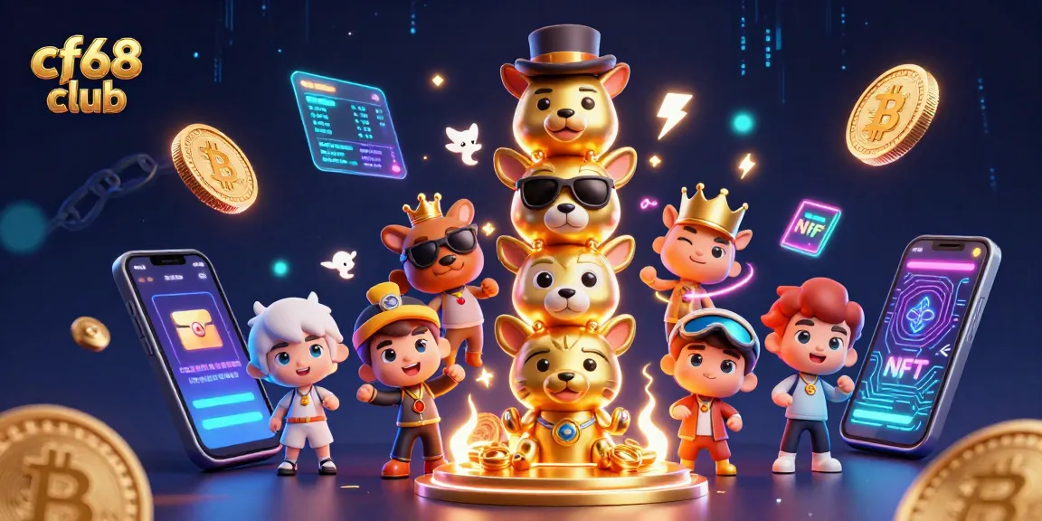 Engage with exciting games at cf68 club, showcasing vibrant totem art and crypto elements.