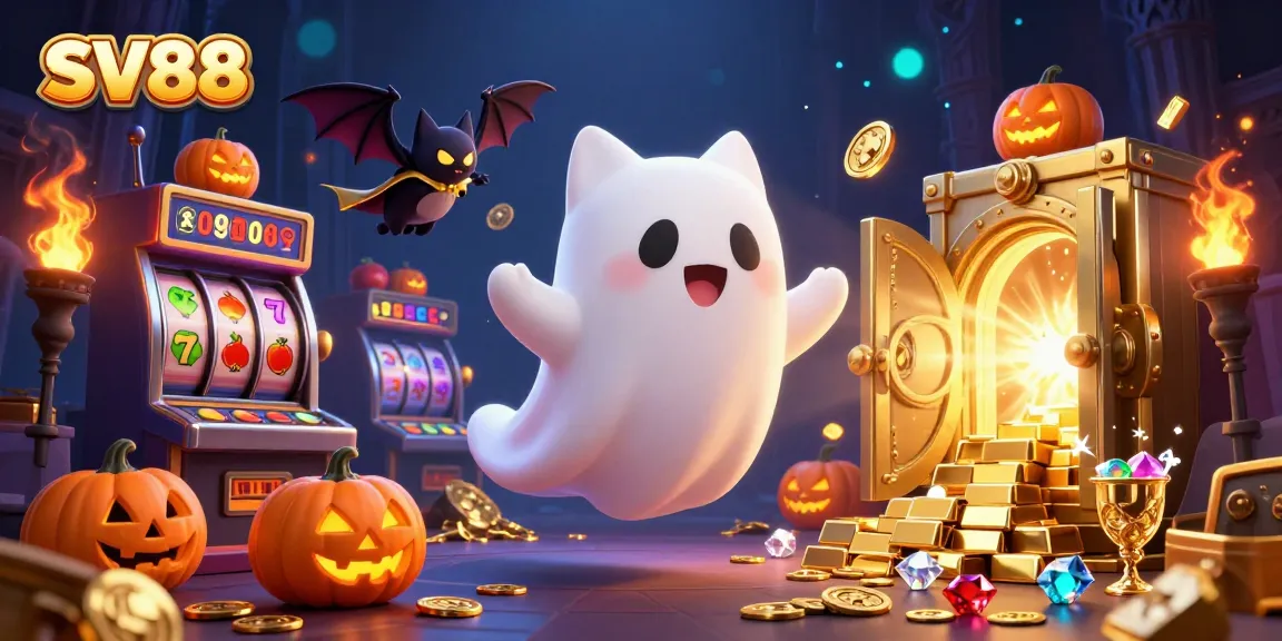 Experience thrilling slots action with SV88 in a vibrant haunted casino scene.