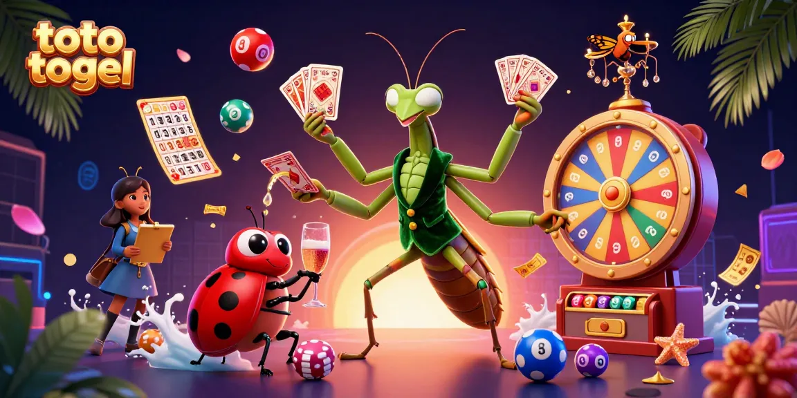 Experience the thrill of toto togel with vibrant games, a praying mantis dealer, and festive atmosphere.