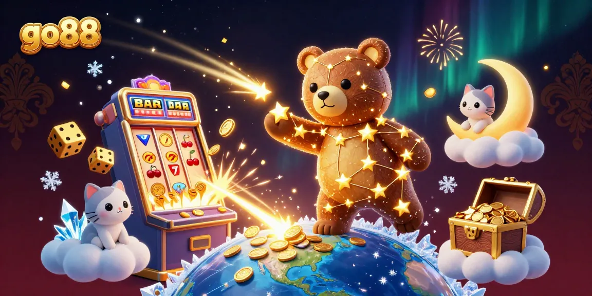 Experience luxury gaming at go88 with vibrant 3D casino illustrations showcasing slot machines and exciting rewards.