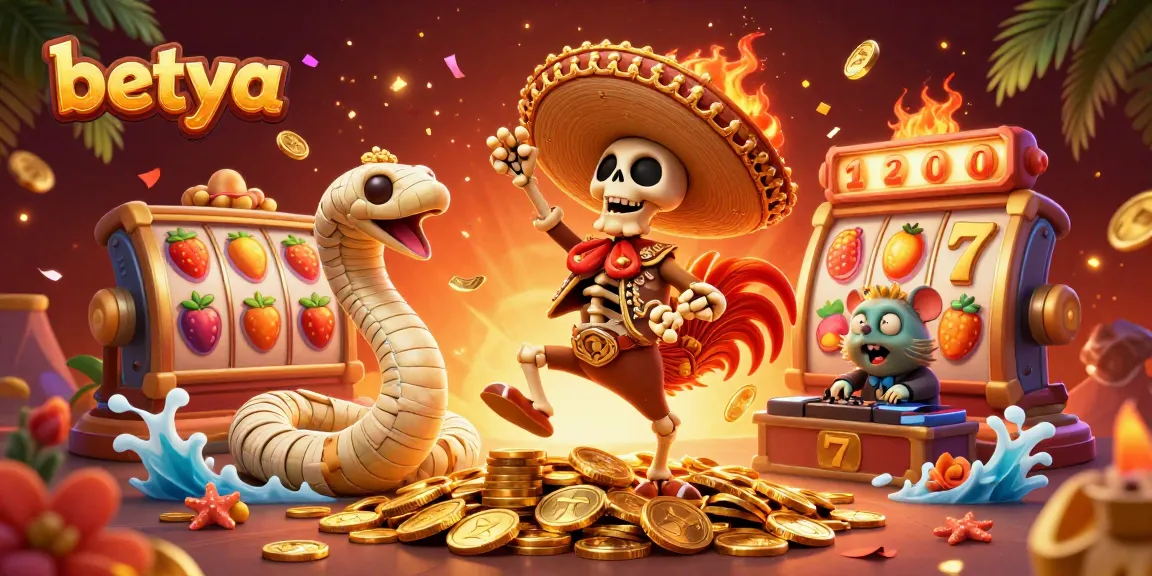 Experience a thrilling victory dance at betya with vibrant characters in a lively casino scene.