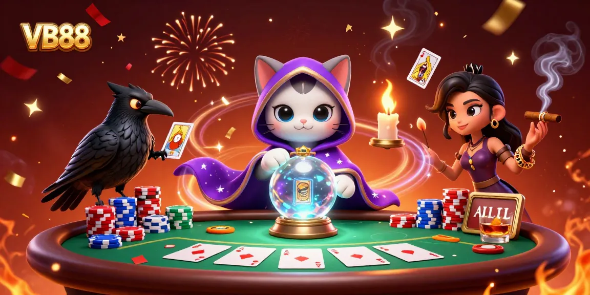 Engage in thrilling betting with VB88 at a vibrant casino scene filled with poker action.