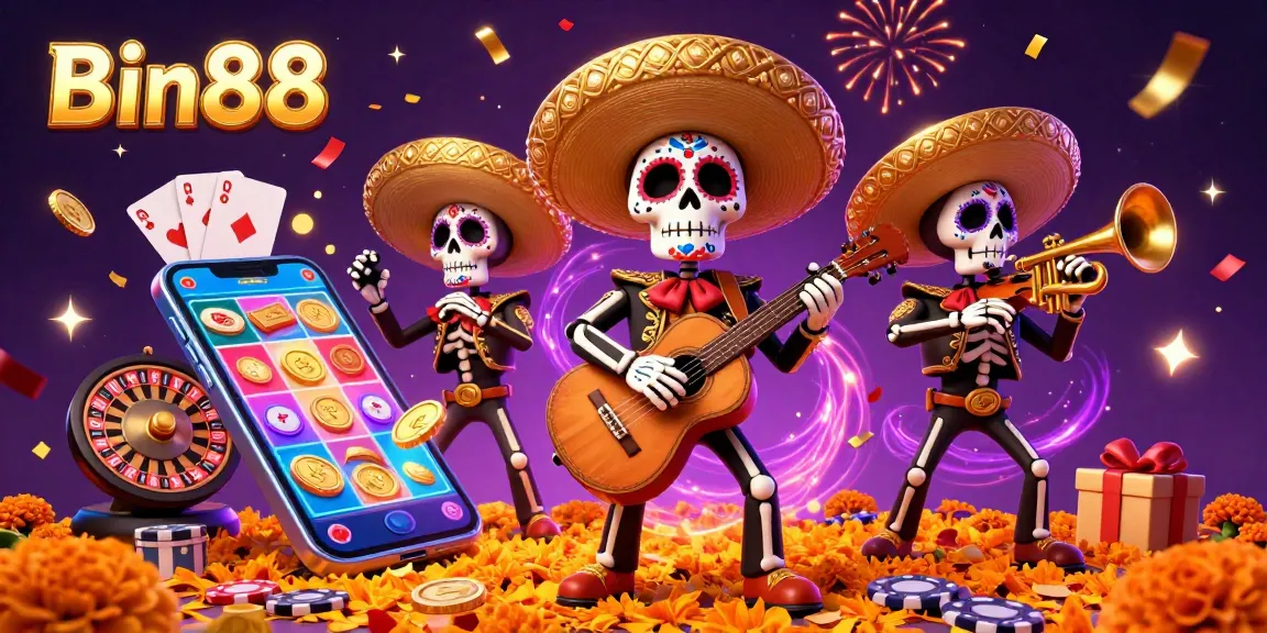 Experience thrilling action with Bin88's vibrant 3D casino illustration featuring a mariachi band and dynamic gaming elements.