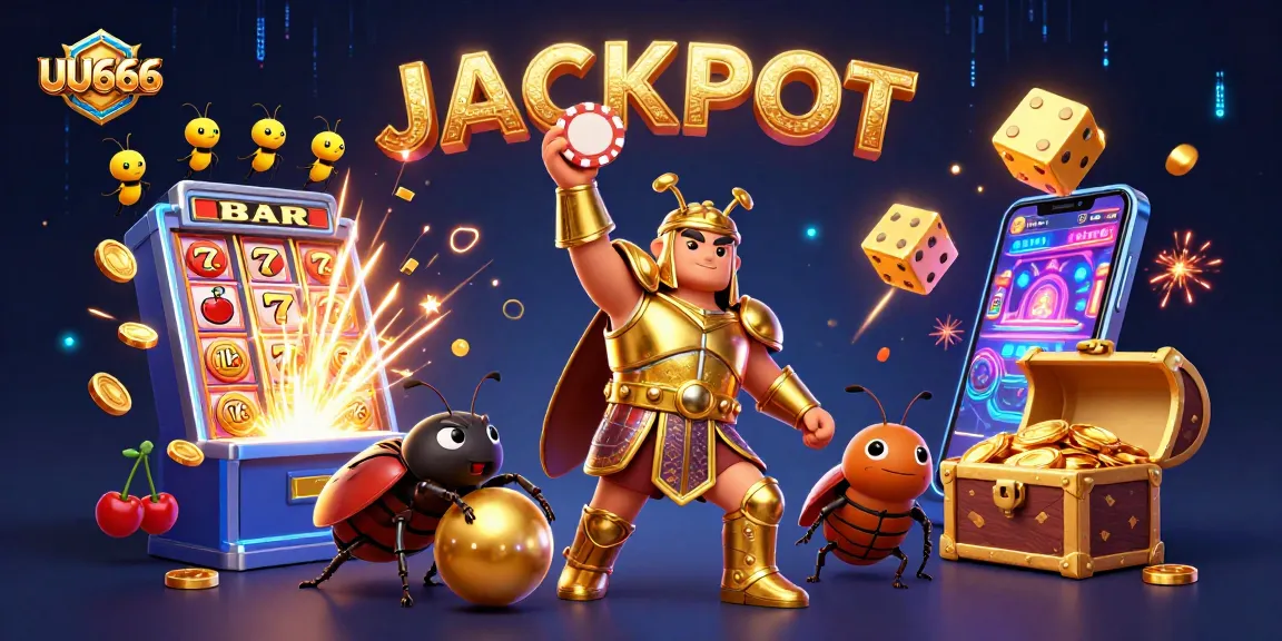 Join the excitement and win with UU666's vibrant casino games illustrated in a stunning 3D scene.