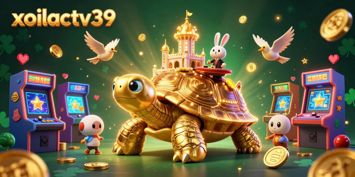 Experience thrilling gaming with xoilactv39's vibrant 3D casino scene full of excitement and golden coins