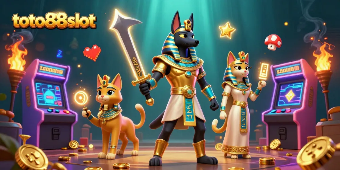 Engage with toto88slot for thrilling 4D lottery gameplay featuring ancient Egyptian warriors and vibrant gaming elements.