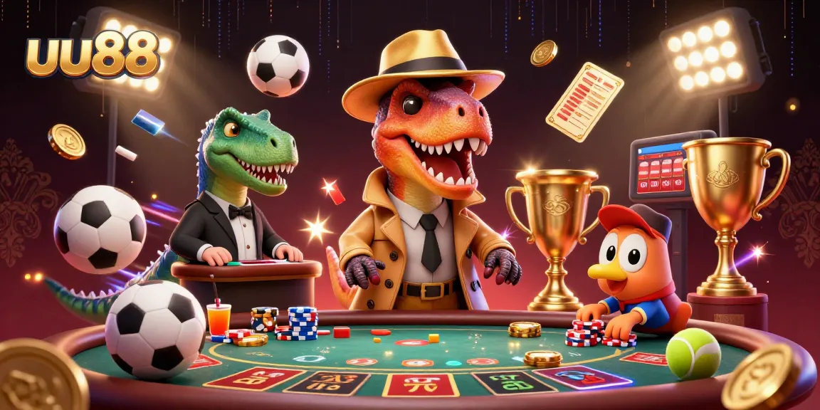 uu88 players enjoy thrilling blackjack action with a velociraptor and stegosaurus characters.