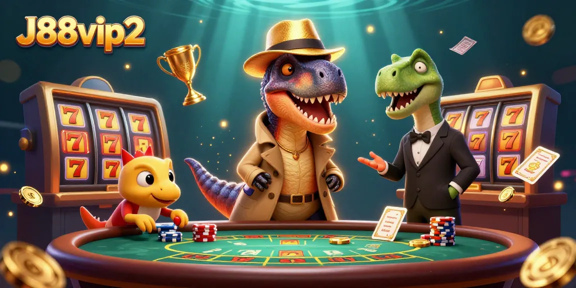 Win big with J88vip2 at the exciting blackjack table featuring a clever velociraptor.