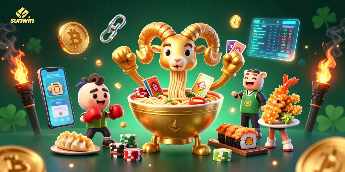 Engage in thrilling gameplay with sunwin, featuring a vibrant 3D casino illustration with fun characters.