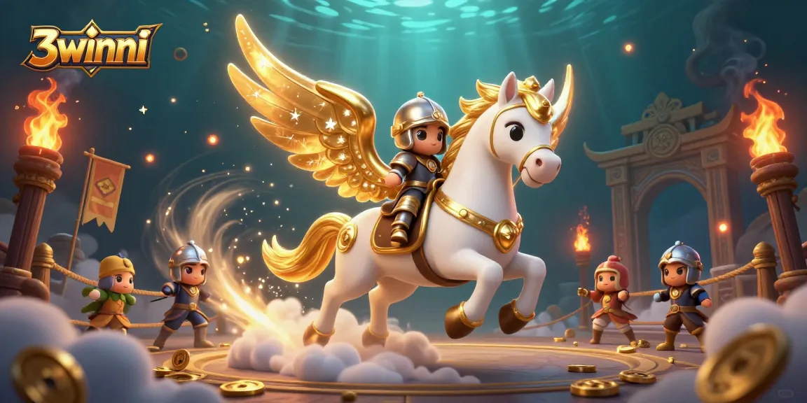 Experience thrilling gameplay with the 3winni celestial horse and knight in a dynamic gambling scene.