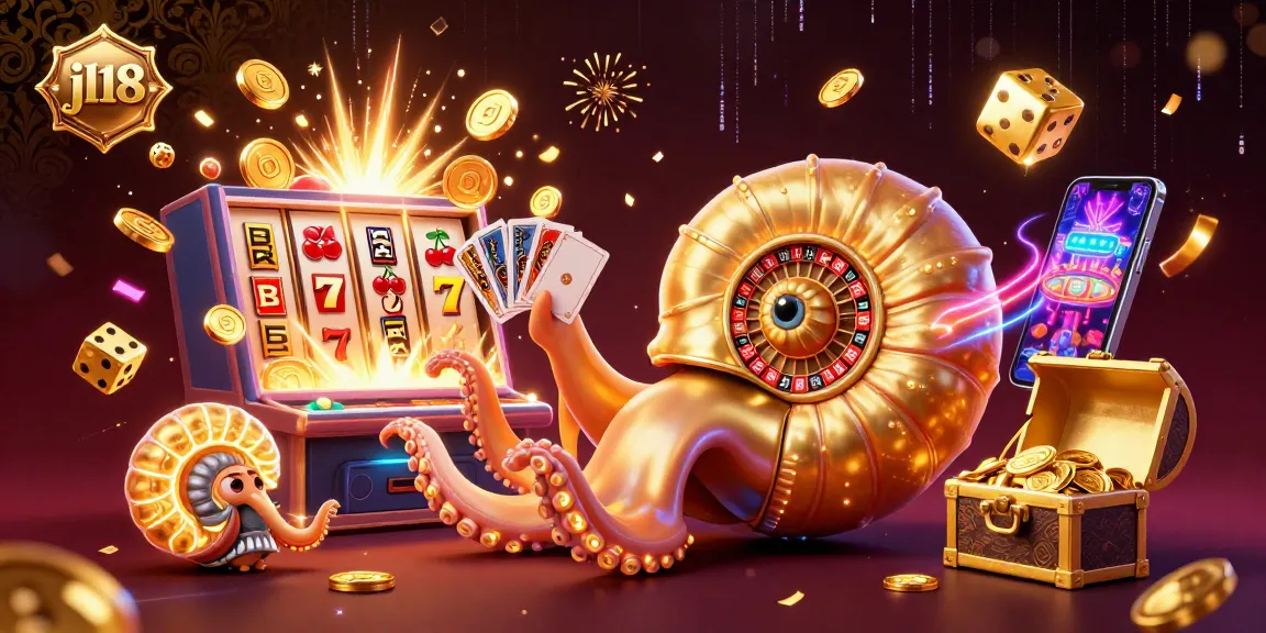 Experience the excitement of jl18 with a vibrant 3D casino scene filled with slot machines and vibrant games.