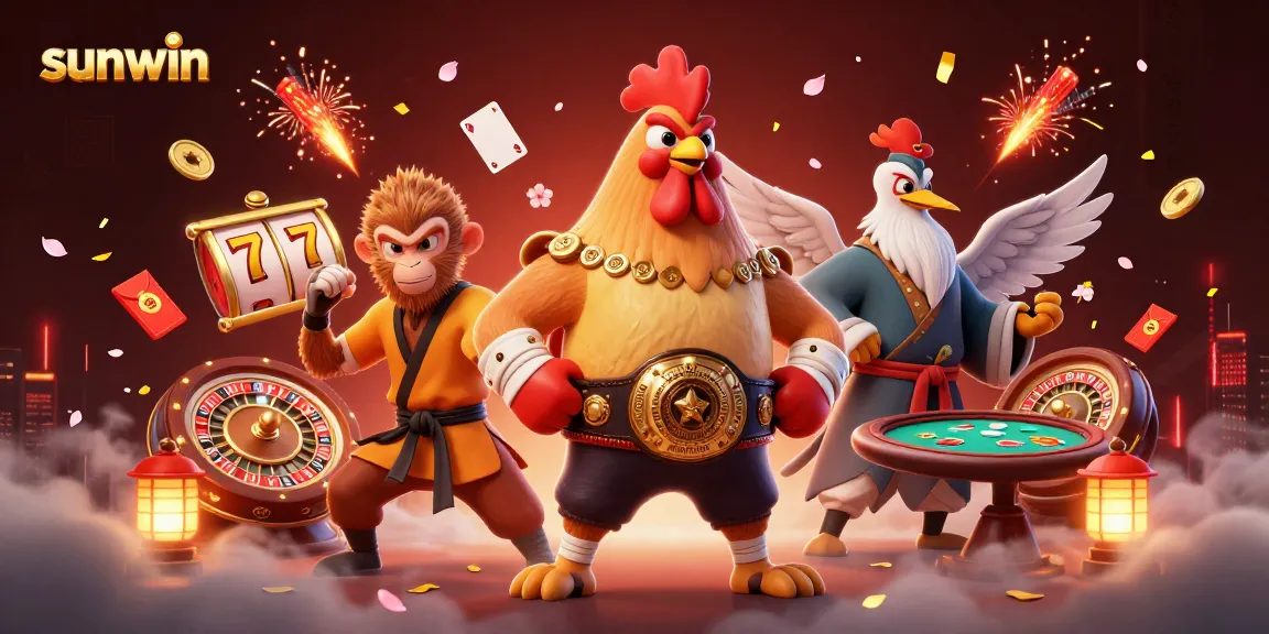 Engage in thrilling games on sunwin with vibrant visuals and dynamic characters celebrating wins.