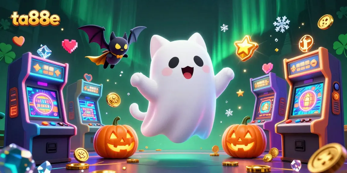 Engage with ta88e in a vibrant haunted casino scene filled with action and playful spirits.