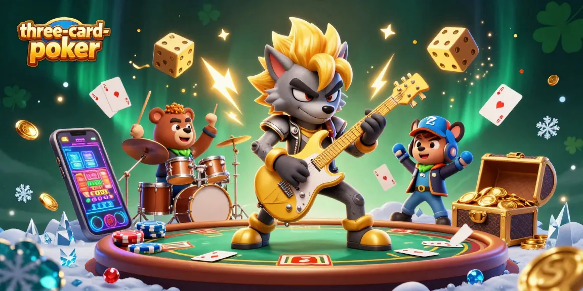 Play three-card-poker with dynamic poker matches featuring animated characters and vibrant casino elements