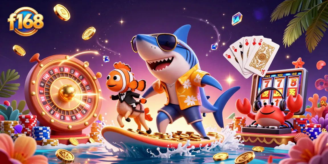 Surf through a wave of coins with f168's thrilling games featuring exciting characters and vibrant casino elements.
